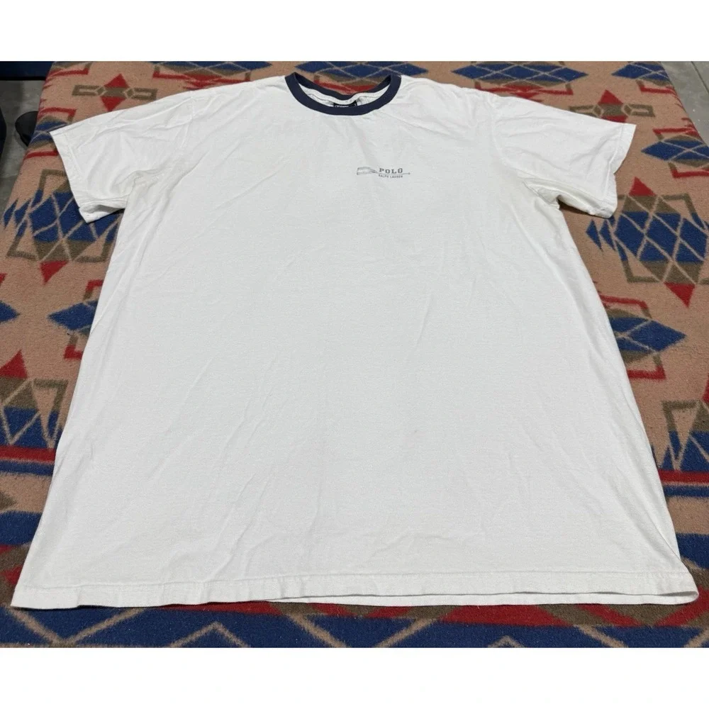Vintage 90s Polo Ralph Lauren Kayak Oar T-Shirt XL Men's White‎ Short Sleeve